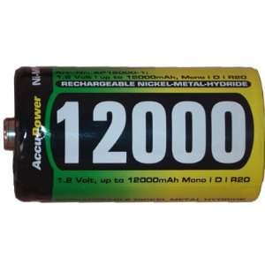  12 x D 12000 mAh NiMH Accupower Rechargeable Batteries no 