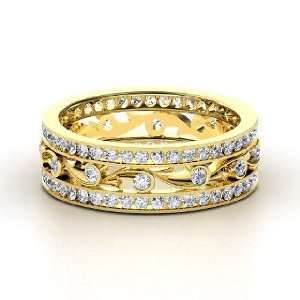  Sea Spray Band, 18K Yellow Gold Ring with Diamond: Jewelry
