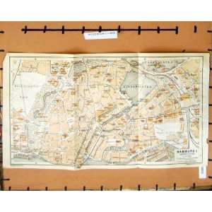 MAP 1921 GERMANY STREET PLAN HAMBURG BINNENALSTER