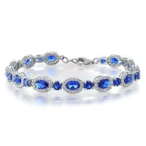 Bling Jewelry Sterling Silver Oval Blue Sapphire Color Hope CZ Tennis 