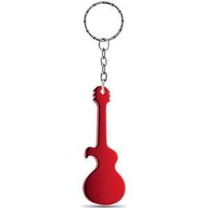  Anodized Aluminum Red Color Electric Guitar Keychain 