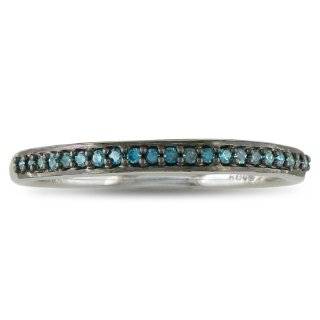   Gold Blue Diamond Eternity Band Ring. (1 Cttw, SI Clarity): Jewelry