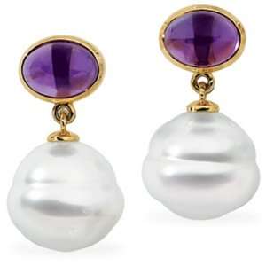   Sea Pearl dangle earrings with purple amethyst: GEMaffair Jewelry