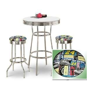  Chrome Jeff Gordon Nascar #24 Fabric Seat Barstools: Home & Kitchen