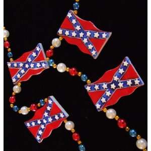  Confederate Flag Dixie Bars and Stripes Beads Necklace New Orleans 