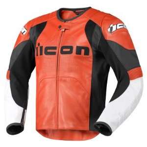  Icon Overlord Prime Leather Motorcycle Jacket   Orange 
