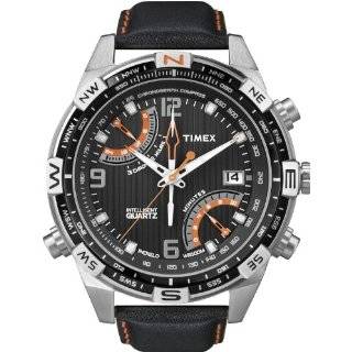   Fly Back Chrono Compass Silver Case Brown Strap Watch: Timex: Watches