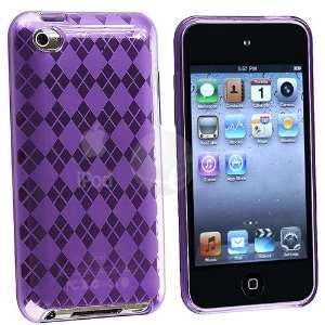 TPU Rubber Skin Case for Apple iPod Touch 4th Gen, Clear Dark Purple 