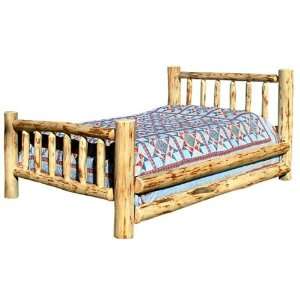    Unfinished Hand Peeled Rustic Log Queen Bed