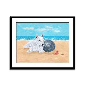  Westie Dog at the Beach Framed Panel Print: Home & Kitchen