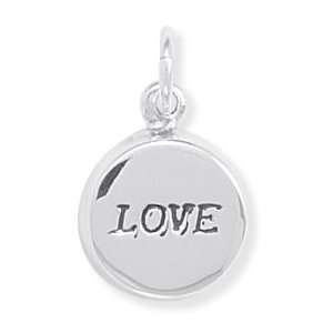   Charm Pendant Disc with the Word Love   Affirmation Message Jewelry