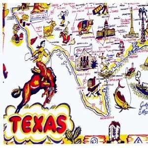  Texas Map Kitchen Towel (retro 50s Style)