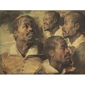  Four Negro Heads by Peter Paul Rubens 11x9 Kitchen 
