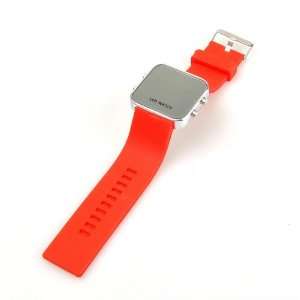  Red Mirror LED Digital Date Jelly Silicon Casual Sport 