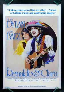 RENALDO & CLARA * MOVIE POSTER JOAN BAEZ BOB DYLAN 1978  