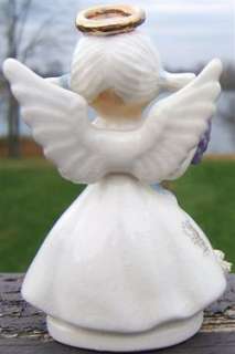 Vintage LEFTON Ceramic NOVEMBER ANGEL Figurine AR1987 PIGTAILS PUMPKIN 
