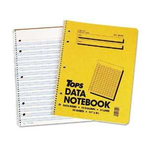  TOPS  Data Notebook w/Nine Columns, 8 1/2 x 11, White, 50 