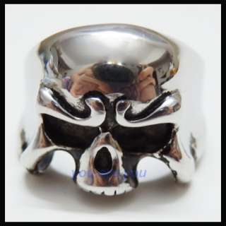 NEW Fashion STAINLESS STEEL SKULL Head Punk MENS RING Size 9  14 w 