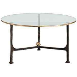  Arteriors Narnia Iron and Gold Leaf Round Cocktail Table 