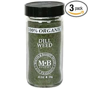 Morton & Bassett Organic Dill Weed, .8 Ounce Jars (Pack of 3)