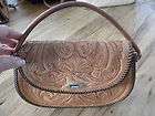 Hand Tooled Vintage leather saddle bag purse, retro, short strap,good 