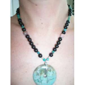  All Natural    Turquoise & Onyx Necklace 