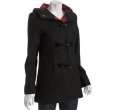 betsey johnson black wool blend toggle front hooded jacket
