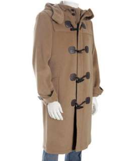Cole Haan camel wool alpaca hooded duffle coat  