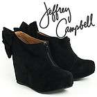 Jeffrey Campbell★ Cute Back Bow Tie Wedge Bootie Black Suede 6 