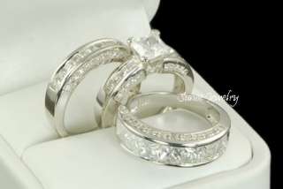 HIS HER Matching Engagement Wedding Band Ring Set sz 4  