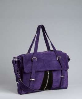 Tylie Malibu purple suede Jett center zip shoulder bag   up 