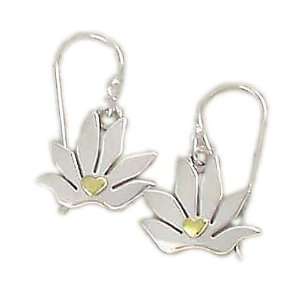   Silver Lotus & Brass Heart Earrings Far Fetched Jewelry Jewelry