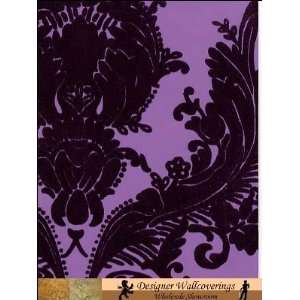  Victorian Flocked Velvet Wallpaper   Tone on Tone Purple 