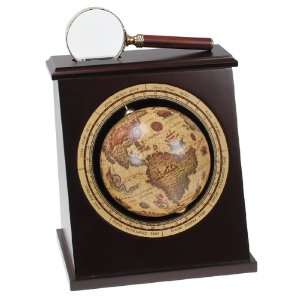   Working Globe Bookend with Magnifying Glass