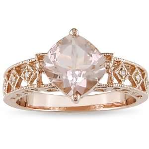    10k Pink Gold .02ct TDW Diamond and Morganite Ring Jewelry