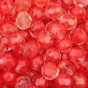  Fire Polished Czech Glass Beads 6mm CRYSTAL RED (50): Home 