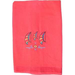   Red Embroidered 100% Cotton Beach Towel 30 x 60 Inch: Home & Kitchen