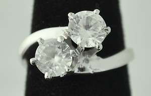 VTG Kimberly 14K White Gold HUGE BIG 3ct Cubic Zirconia Two Stone 