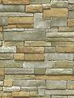Stacked Stone Wallpaper/ Textured Grey Tan Brick Wallpaper SF084801