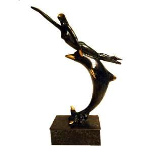  Bronze Dolphin Acrobat Abstract Hand Crafted Sculpture 