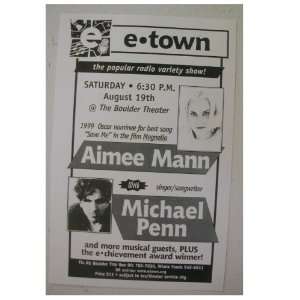Aimee Mann Handbill Concert Poster With Michael Penn Denver  