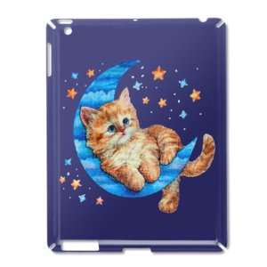  iPad 2 Case Royal Blue of Moon Kitten with Stars 