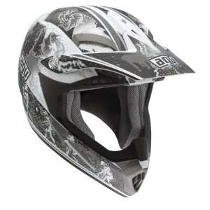  MT X Evolution Silver Off Road Motorcycle Helmet Medium 