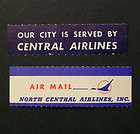 Airmail Etiquette Labels ** NORTH CENTRAL AIRLINES ** Mint Pair