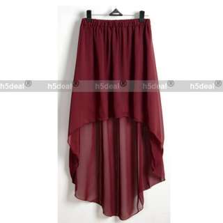 Sexy Asym Hem Chiffon Skirt Ladies Long Maxi Dress Elastic Waist 3 