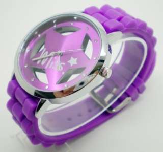 Purple Star Design Quartz Men/Womens Fashion Sport Wrist Watch with 