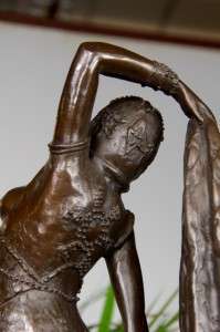 100% Bronze Art Deco Exotic Dancer Signed A. LEONARD  