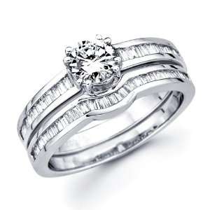 Semi Mount Diamond Engagement Rings Set 18k White Gold Wedding Bridal 