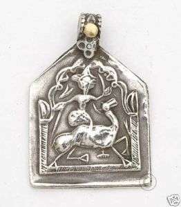 Nice silver amulet pendant with warrior on camel from Rajastan India 