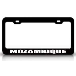MOZAMBIQUE Country Steel Auto License Plate Frame Tag Holder, Black 